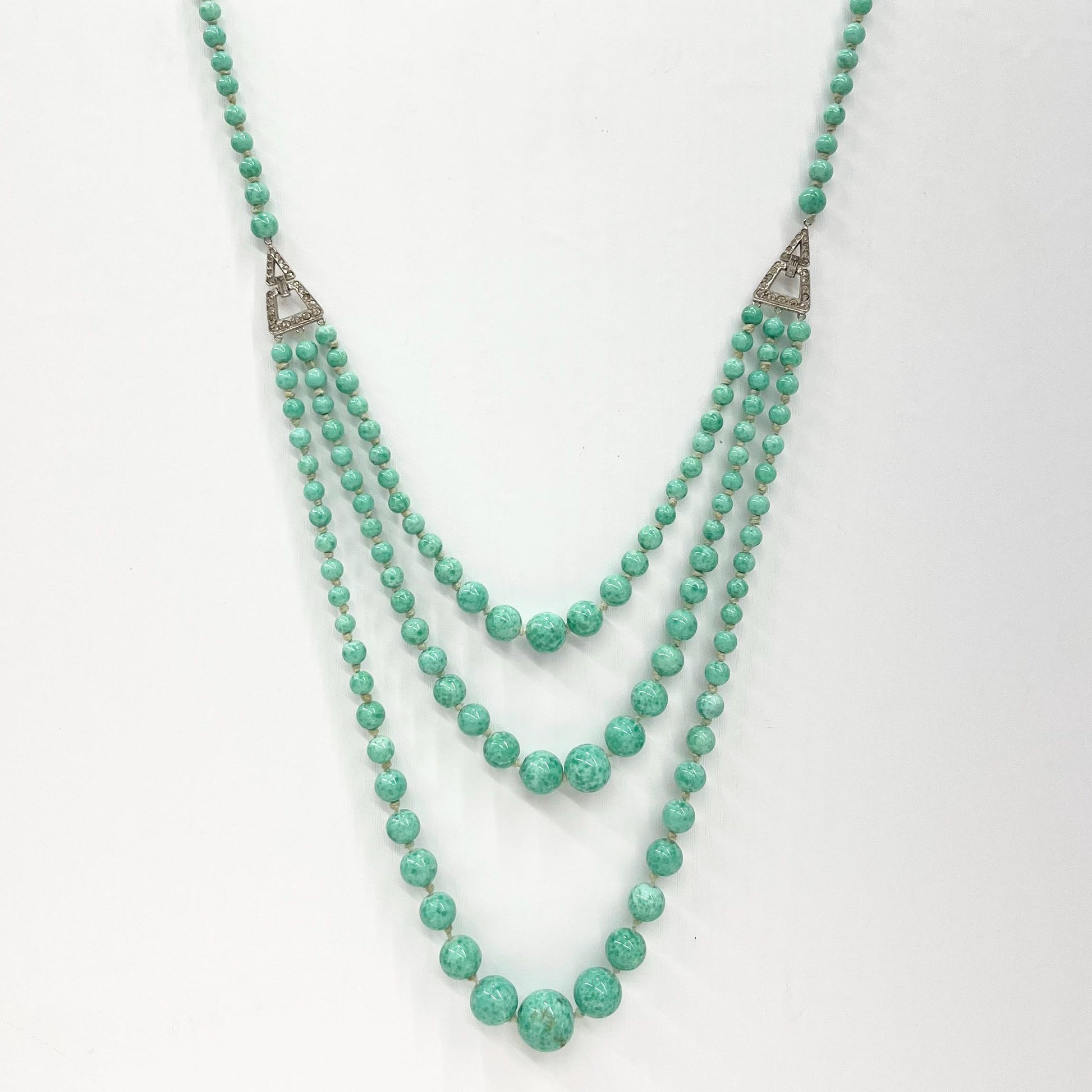 Vintage Red & Gold Aventurine Glass Bead Necklace 38” Long Handmade Lampwork Beads Copper Accents TheGreenGlassGemShop