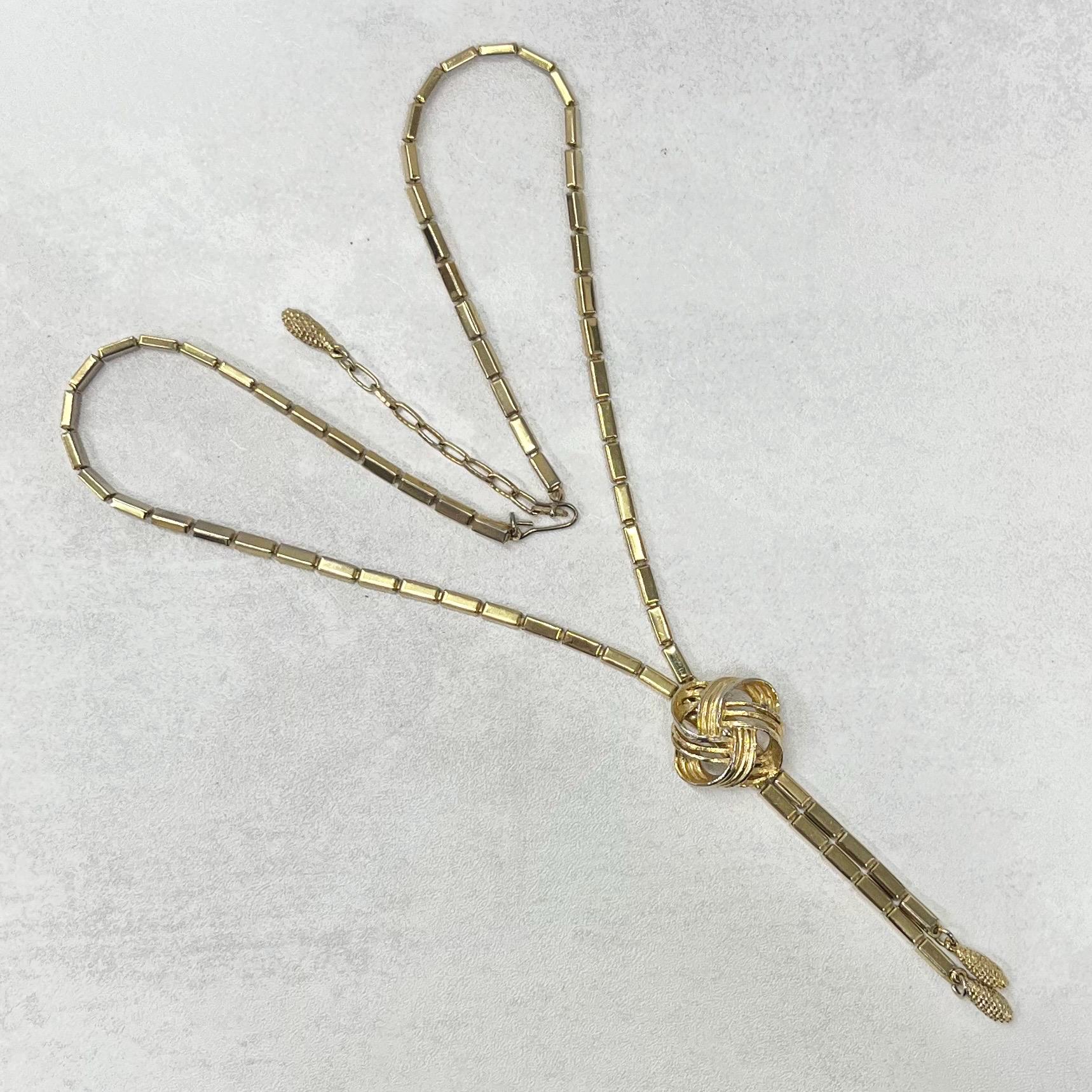 Vintage 20” Long Textured Knot Drop Gold Tone Chain Necklace 1970’s - 1980’s Statement Power Chain TheGreenGlassGemShop