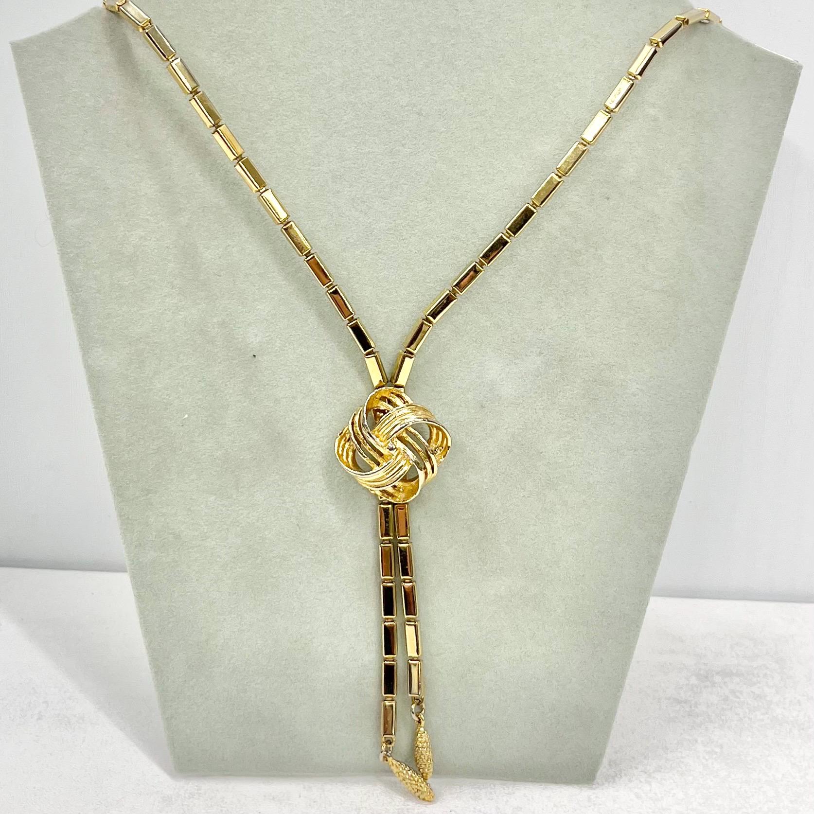 Vintage 20” Long Textured Knot Drop Gold Tone Chain Necklace 1970’s - 1980’s Statement Power Chain TheGreenGlassGemShop