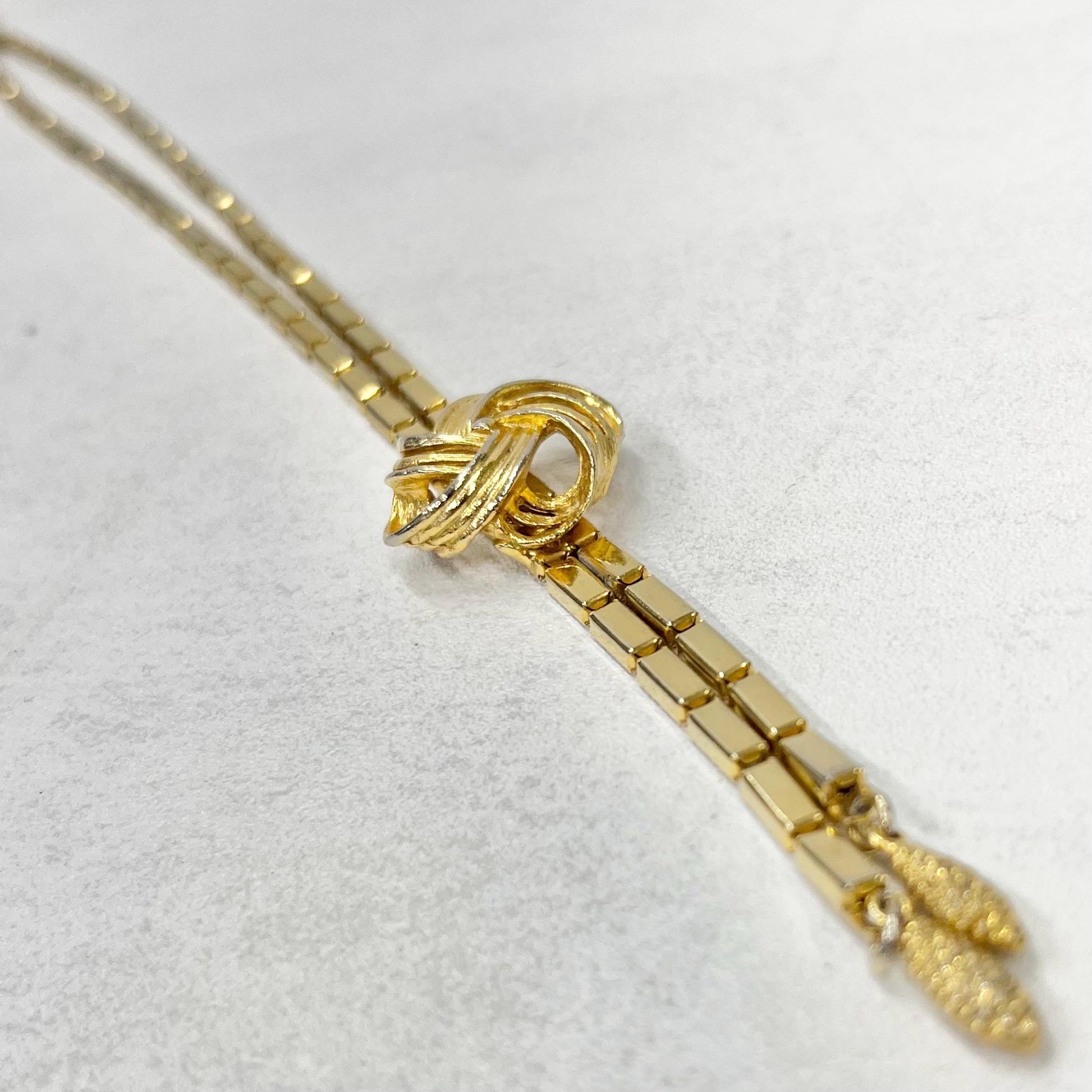 Vintage 20” Long Textured Knot Drop Gold Tone Chain Necklace 1970’s - 1980’s Statement Power Chain TheGreenGlassGemShop