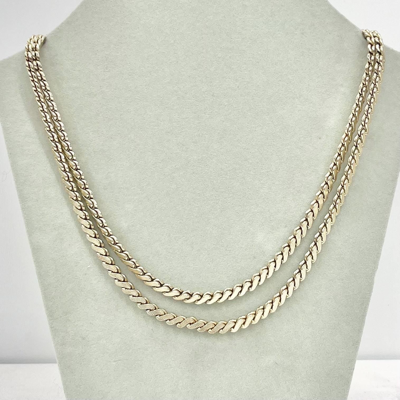Vintage West German Light Gold Plated Flat Curb Chain Two Strand Necklace 1970’s - 1980’s Statement Power Chain 18” TheGreenGlassGemShop