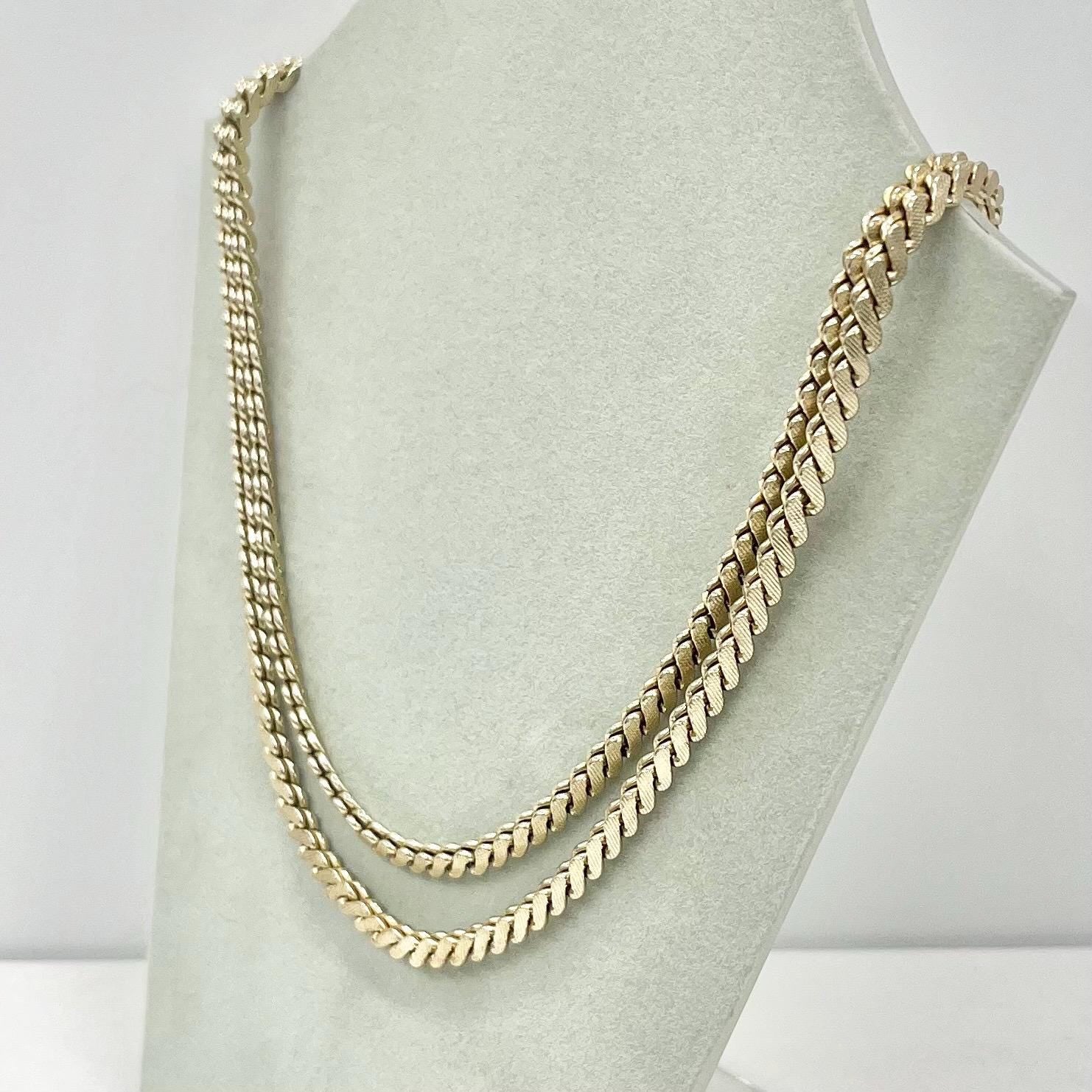 Vintage West German Light Gold Plated Flat Curb Chain Two Strand Necklace 1970’s - 1980’s Statement Power Chain 18” TheGreenGlassGemShop