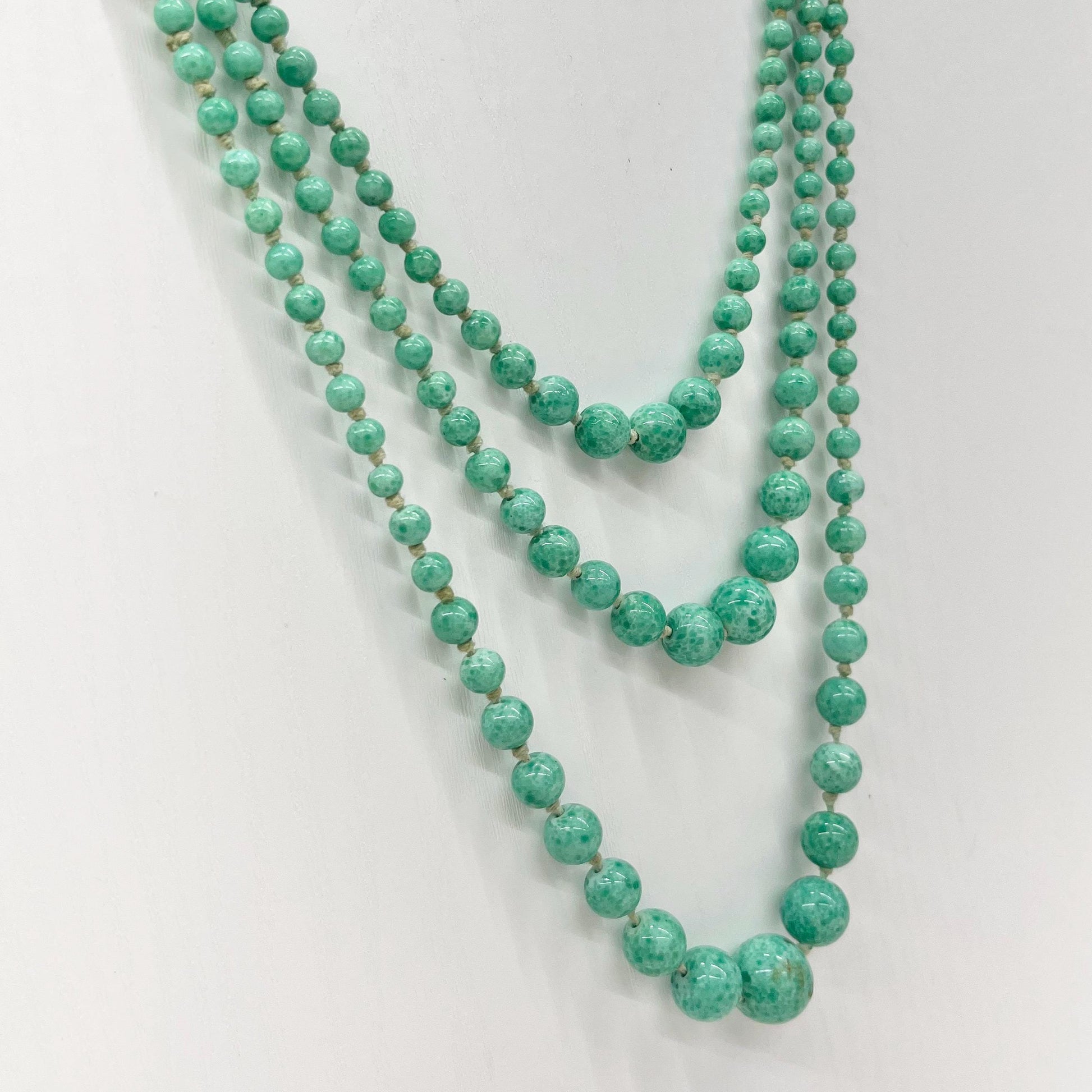 Vintage Red & Gold Aventurine Glass Bead Necklace 38” Long Handmade Lampwork Beads Copper Accents TheGreenGlassGemShop