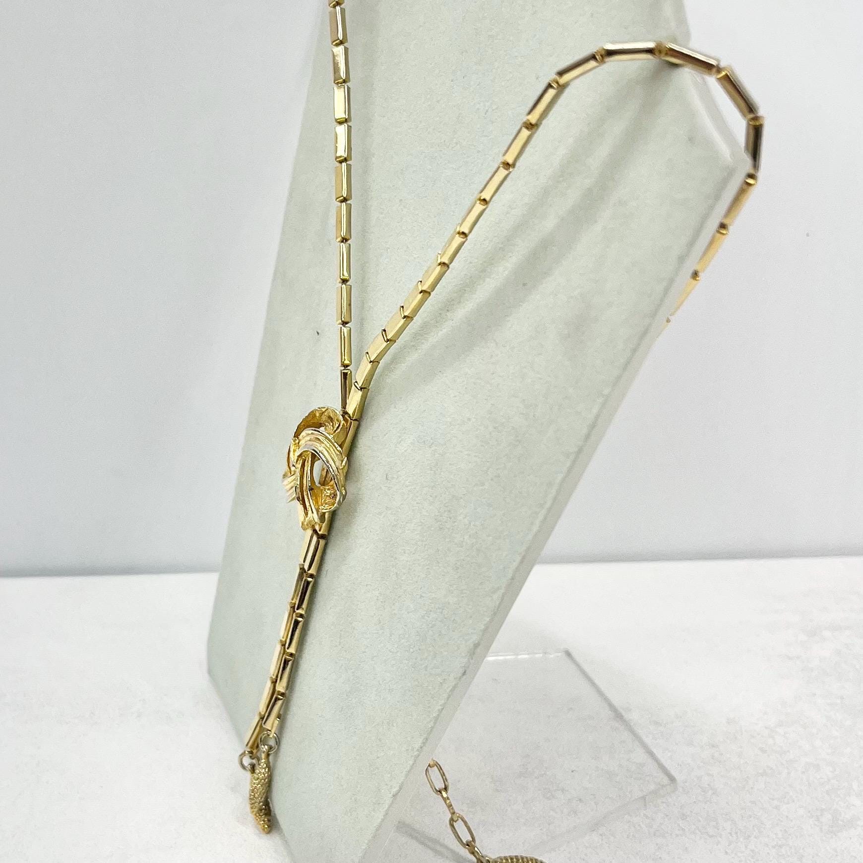 Vintage 20” Long Textured Knot Drop Gold Tone Chain Necklace 1970’s - 1980’s Statement Power Chain TheGreenGlassGemShop