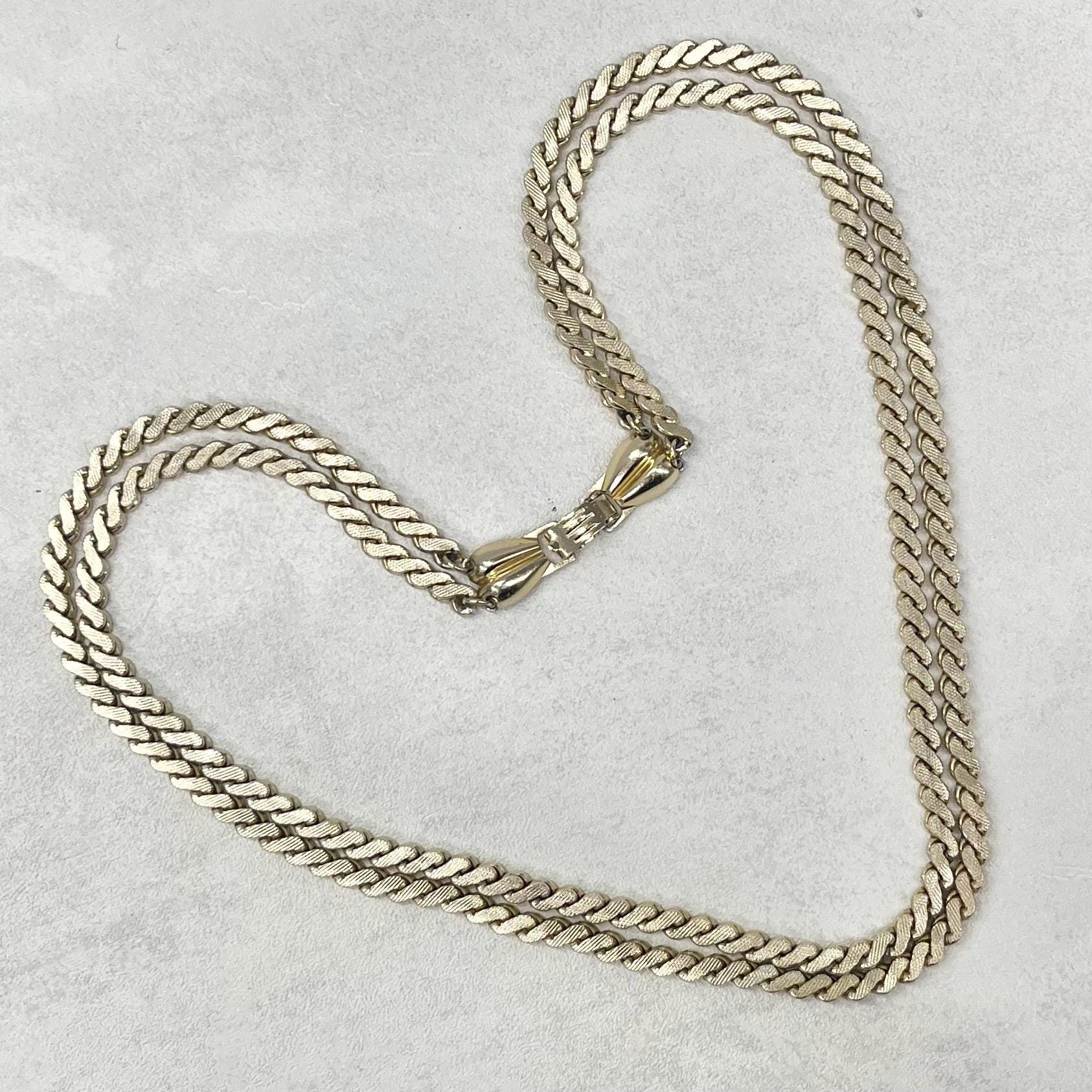 Vintage West German Light Gold Plated Flat Curb Chain Two Strand Necklace 1970’s - 1980’s Statement Power Chain 18” TheGreenGlassGemShop