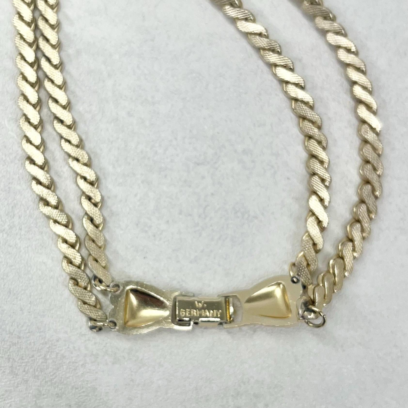 Vintage West German Light Gold Plated Flat Curb Chain Two Strand Necklace 1970’s - 1980’s Statement Power Chain 18” TheGreenGlassGemShop