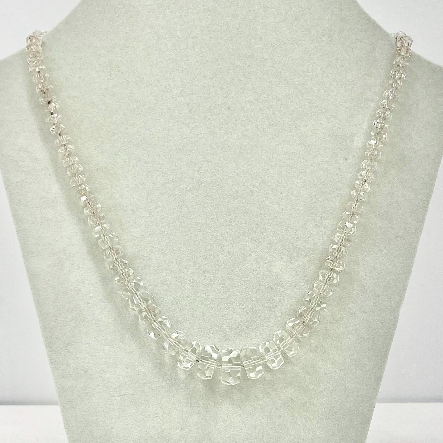 Art Deco 1930’s Clear Glass Graduated Rondelle Beaded Necklace Excellent Quality Beads Vintage Jewellery 16” Long TheGreenGlassGemShop