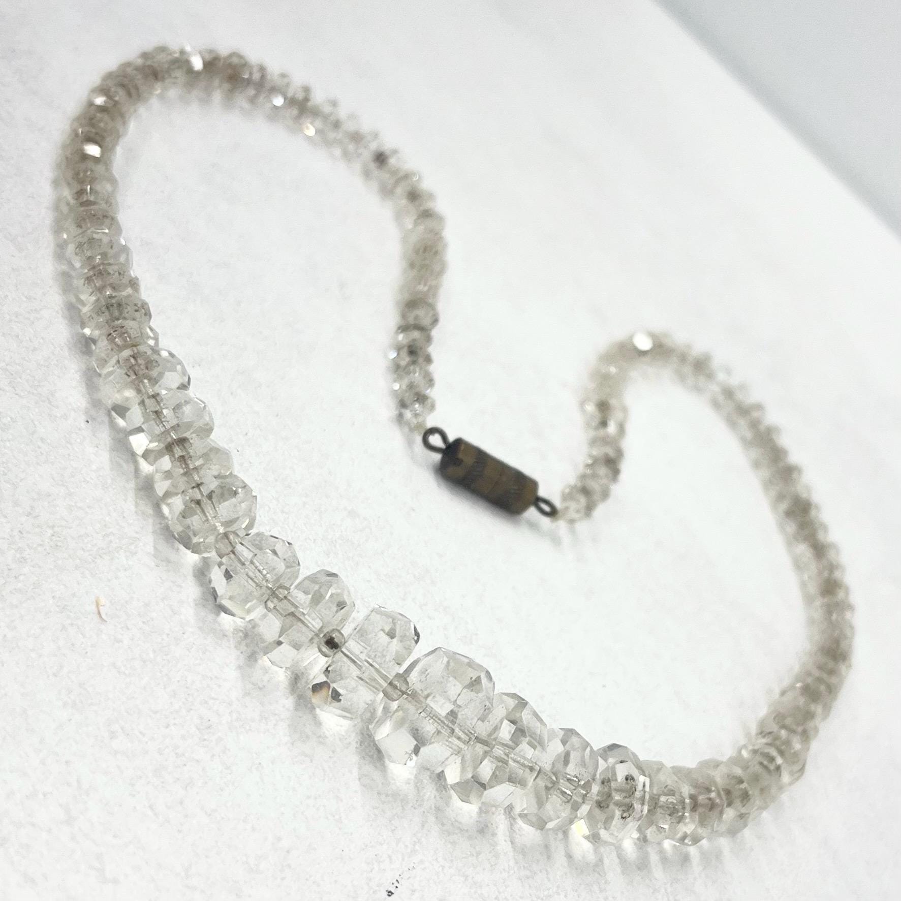 Art Deco 1930’s Clear Glass Graduated Rondelle Beaded Necklace Excellent Quality Beads Vintage Jewellery 16” Long TheGreenGlassGemShop