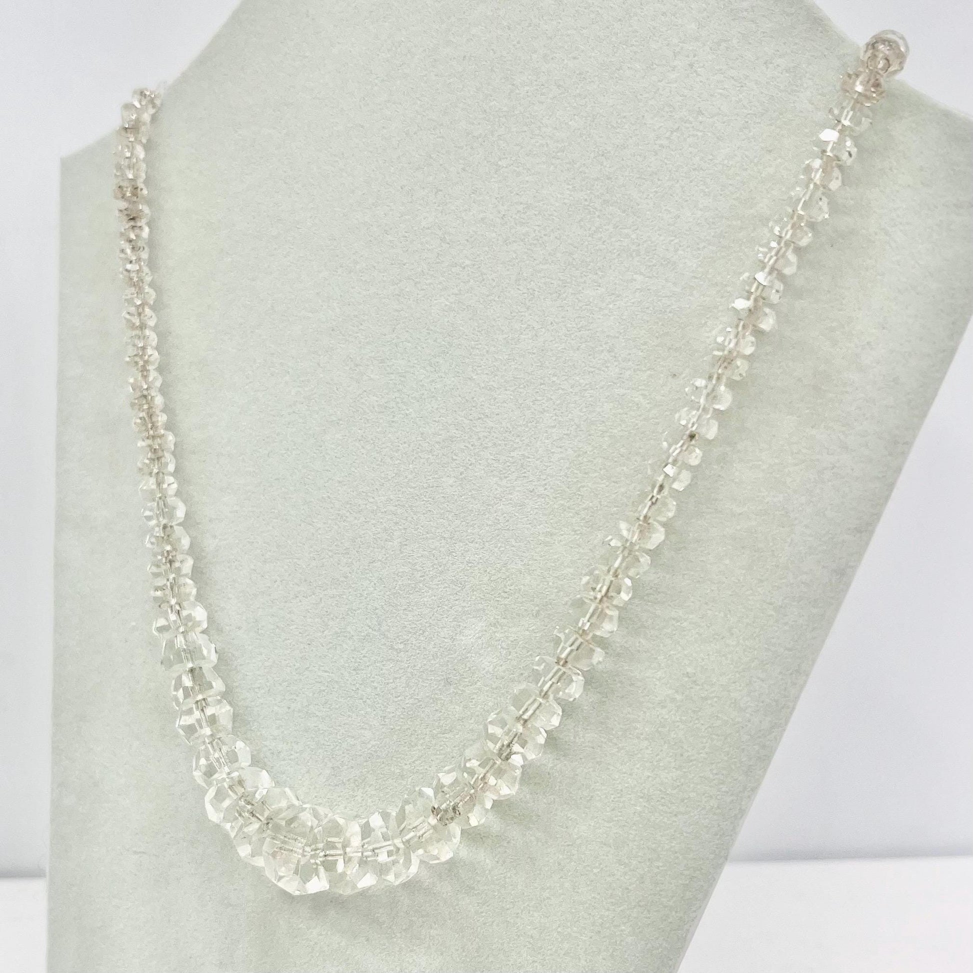 Art Deco 1930’s Clear Glass Graduated Rondelle Beaded Necklace Excellent Quality Beads Vintage Jewellery 16” Long TheGreenGlassGemShop