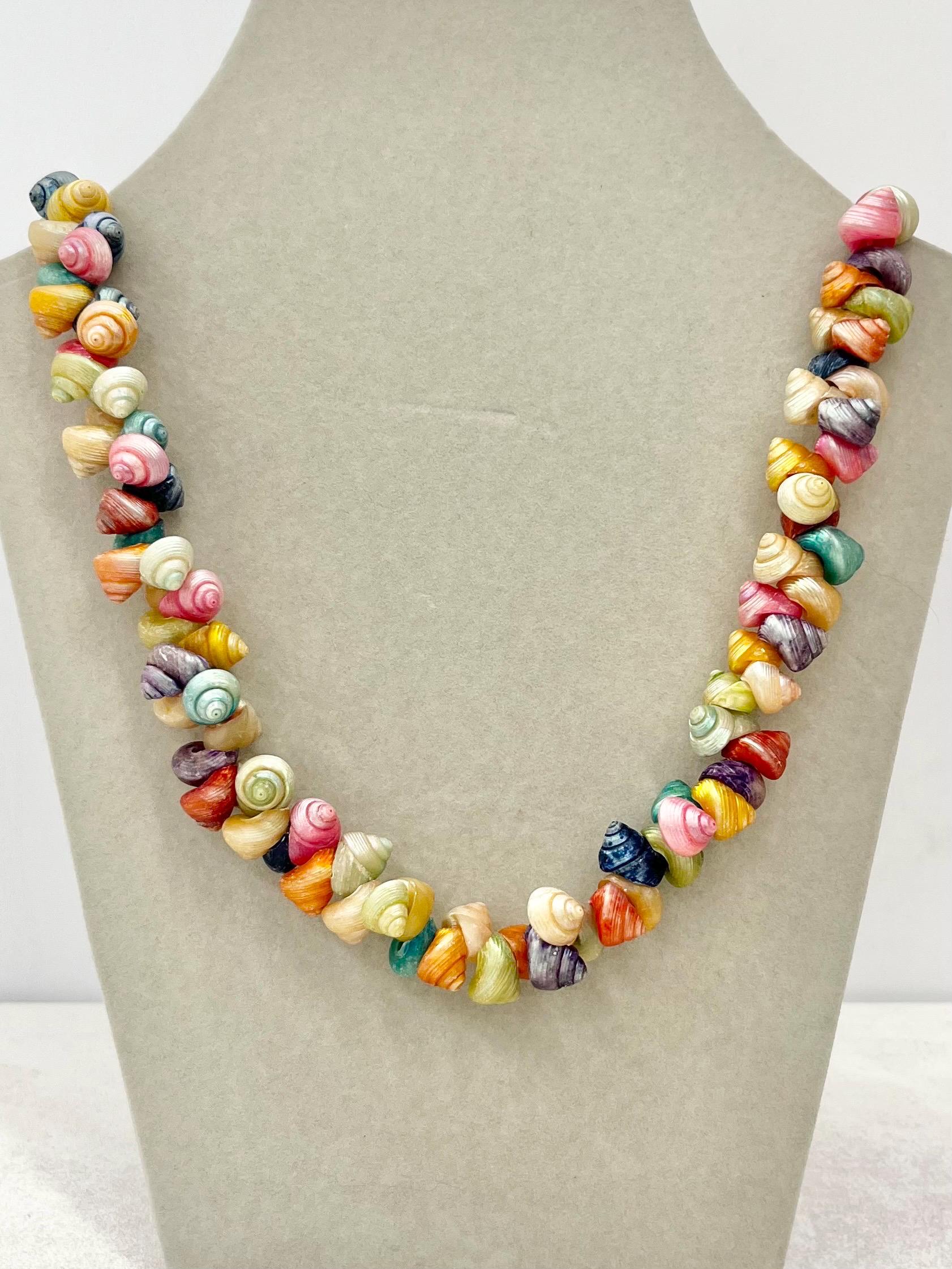 Vintage 1950’s Dyed Trochus Shell Beaded Necklace Multi Coloured Iridescent Shells 19” Long MillyOliverVintage