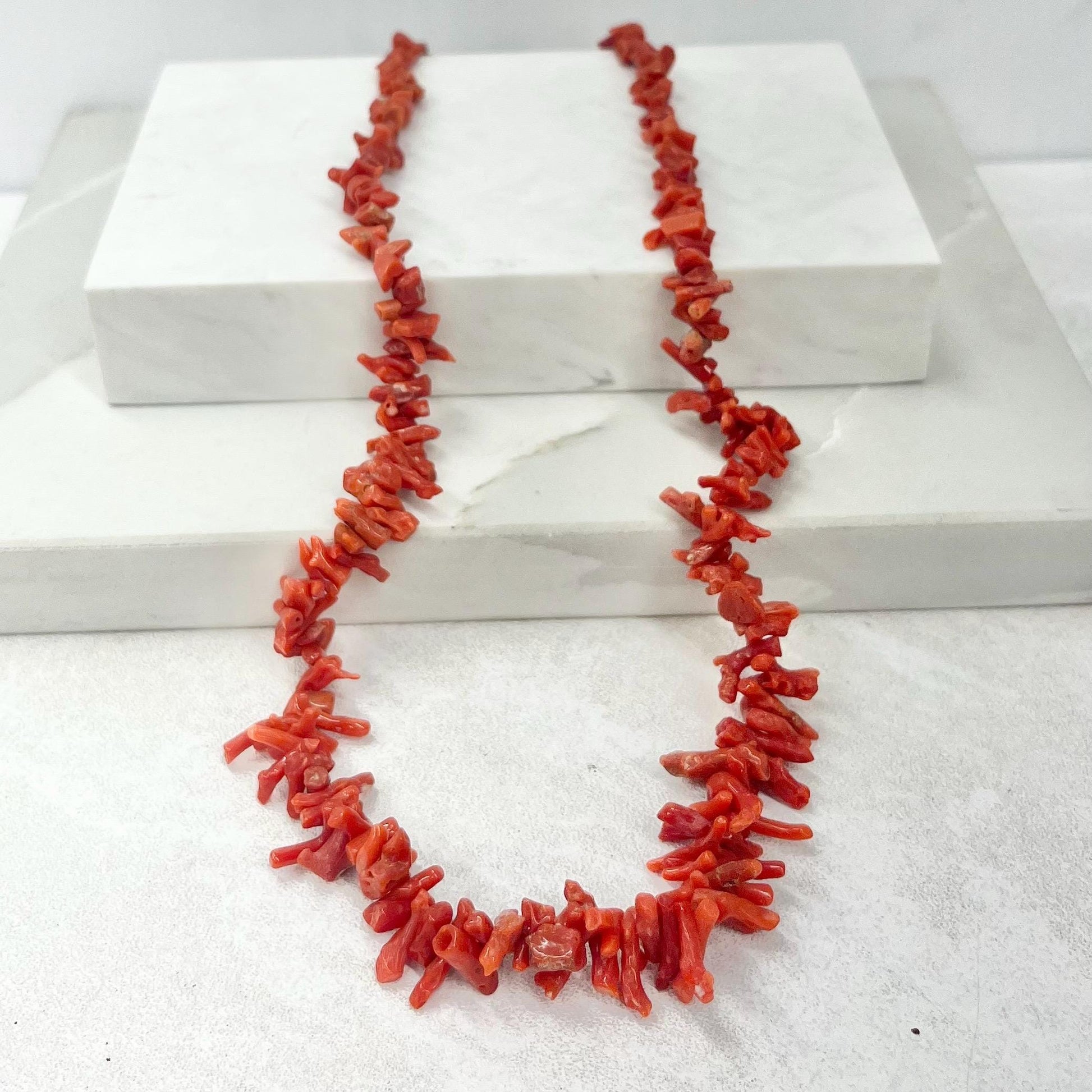 Vintage Natural Red Coral Strand Bead Necklace MillyOliverVintage