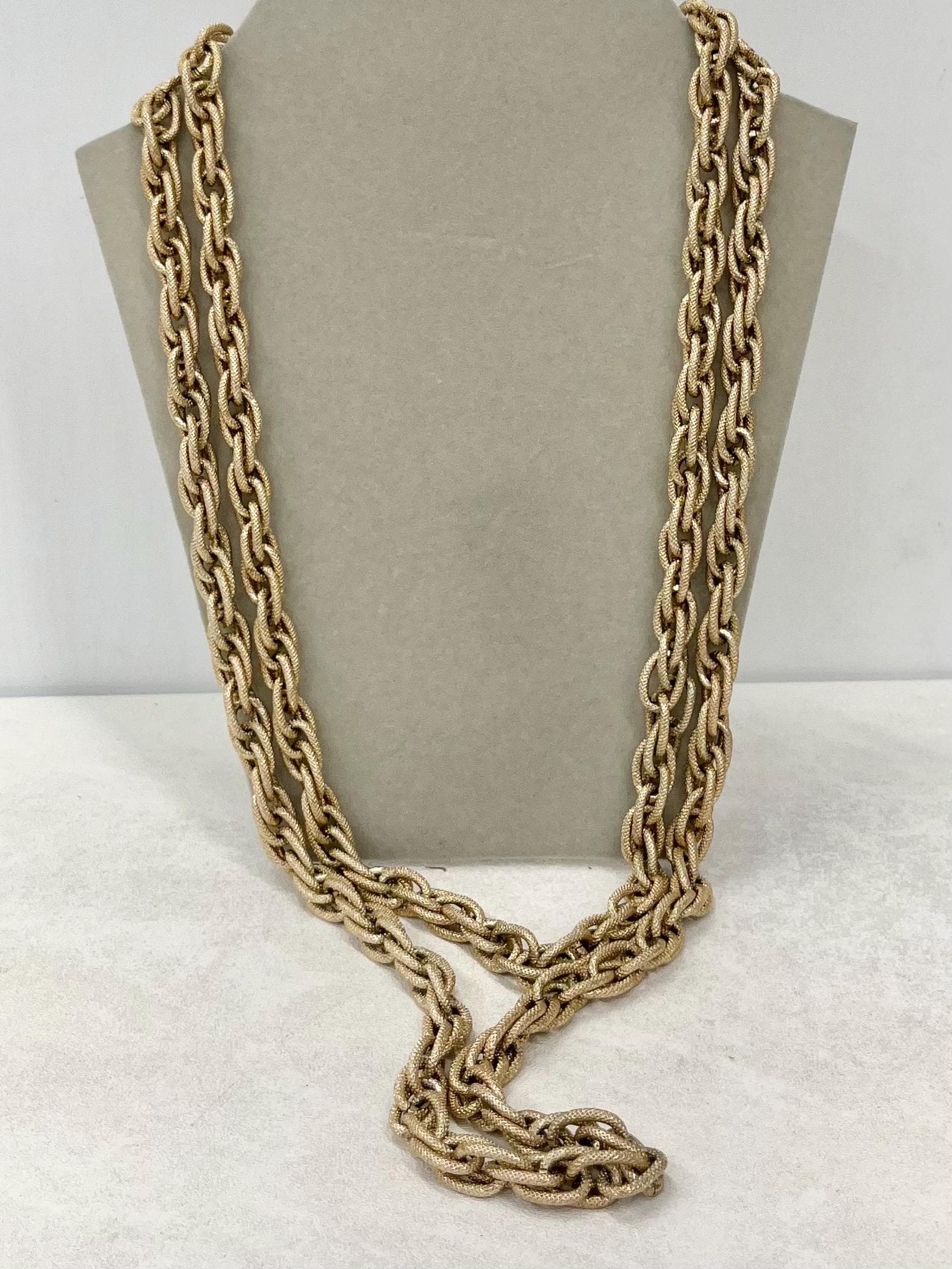 Vintage 52” Long Textured Chunky Twist Link Chain Necklace 1970’s - 1980’s Statement Power Chain Can Be Wrapped Twice MillyOliverVintage