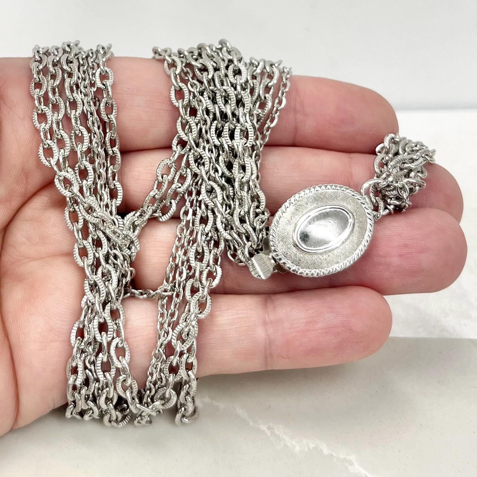 Vintage Avon Silver Plated Multi Strand Waterfall Graduated Necklace with Seven Textured Chains 1970’s - 1980’s MillyOliverVintage