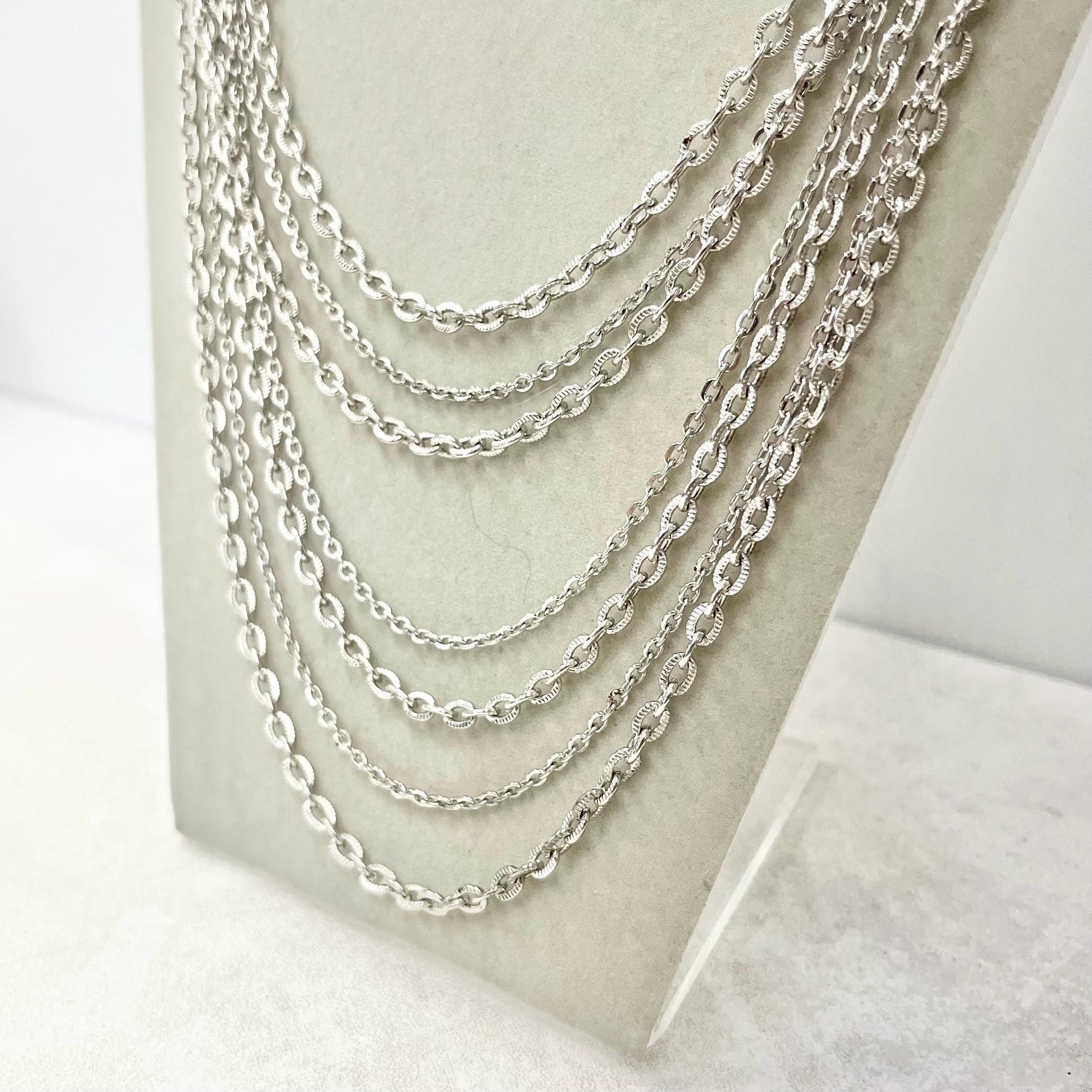 Vintage Avon Silver Plated Multi Strand Waterfall Graduated Necklace with Seven Textured Chains 1970’s - 1980’s MillyOliverVintage