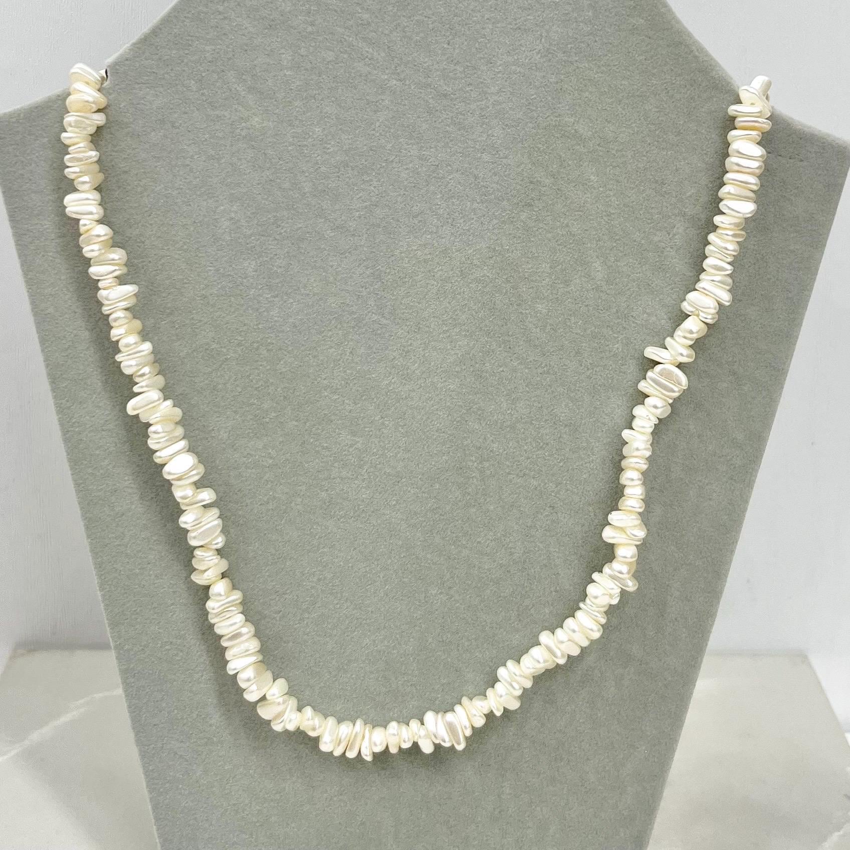 Delicate Vintage Faux Freshwater Pearl Bead Necklace with a Gold Tone Barrel Clasp 22” MillyOliverVintage