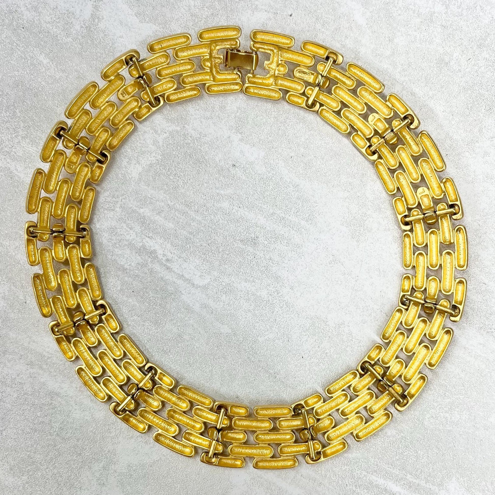 Vintage Rare Givenchy Matte Gold Plated Panther Link Chain Collar Necklace 1980’s Statement Power Dressing MillyOliverVintage
