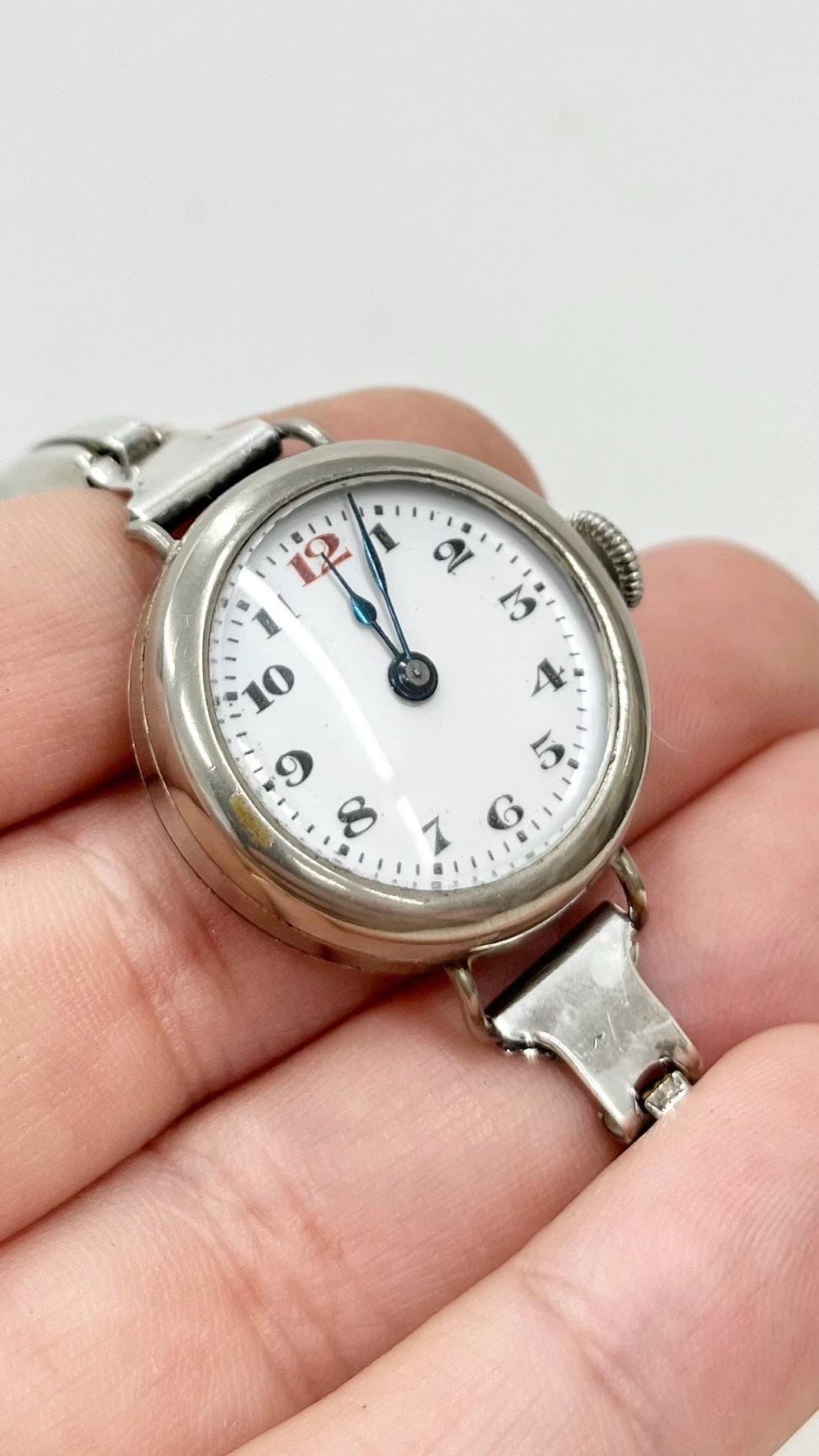 Vintage Ladies Art Deco Sterling Silver Strap Mechanical Watch Swiss Works MillyOliverVintage
