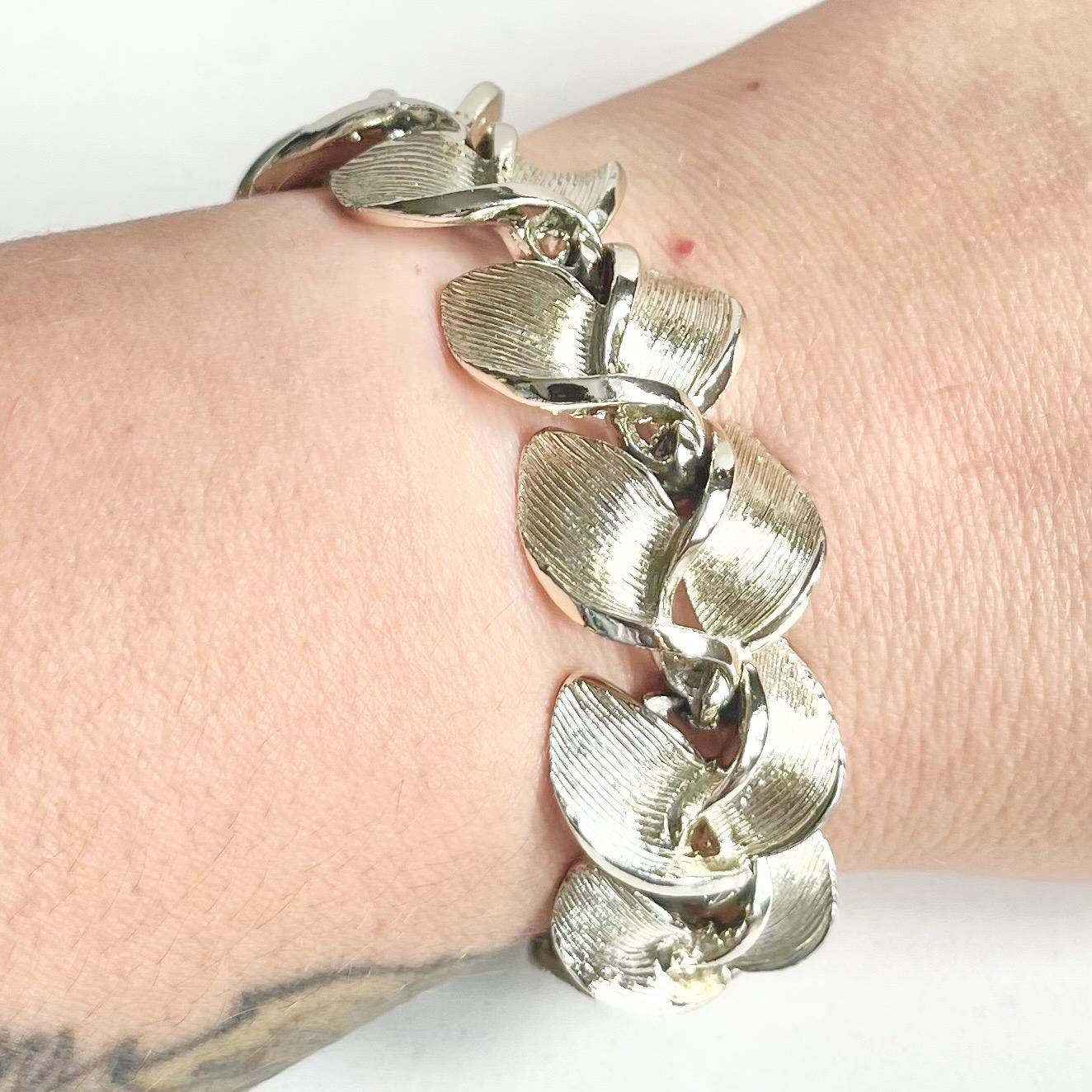 Vintage Silver Plate 1970’s Plait Effect Brutalist Bracelet Textured Unusual Link Costume Jewellery MillyOliverVintage