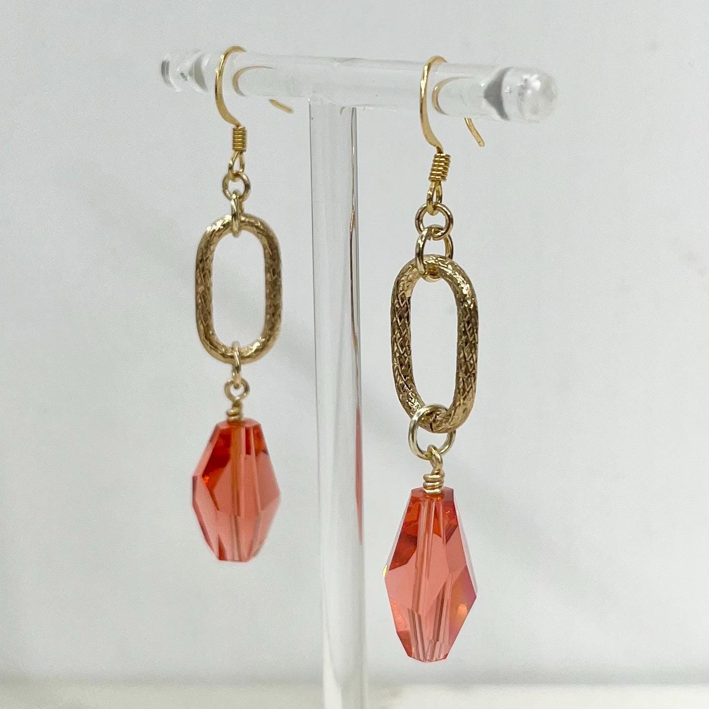 Faceted Crystal Swarovski Polygon Bead Drop Earrings Gold Plate Handmade Choice of Colours MillyOliverVintage