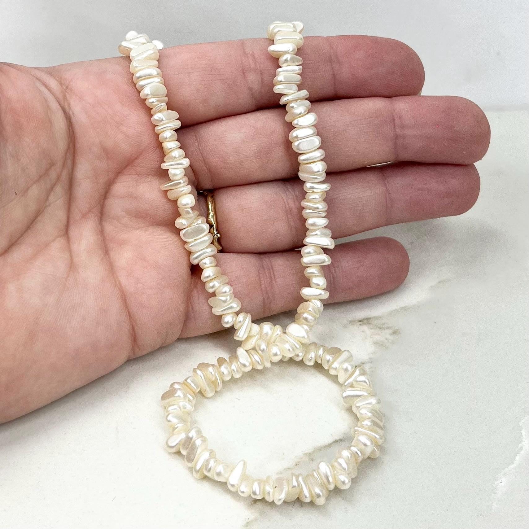 Delicate Vintage Faux Freshwater Pearl Bead Necklace with a Gold Tone Barrel Clasp 22” MillyOliverVintage