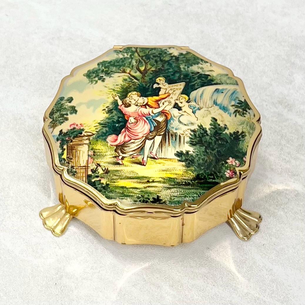 Vintage Renaissance Style Stratton Gold Tone Lidded Trinket Pot MillyOliverVintage