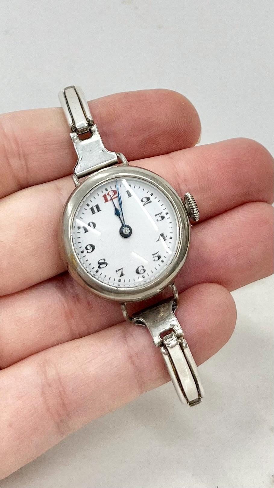 Vintage Ladies Art Deco Sterling Silver Strap Mechanical Watch Swiss Works MillyOliverVintage