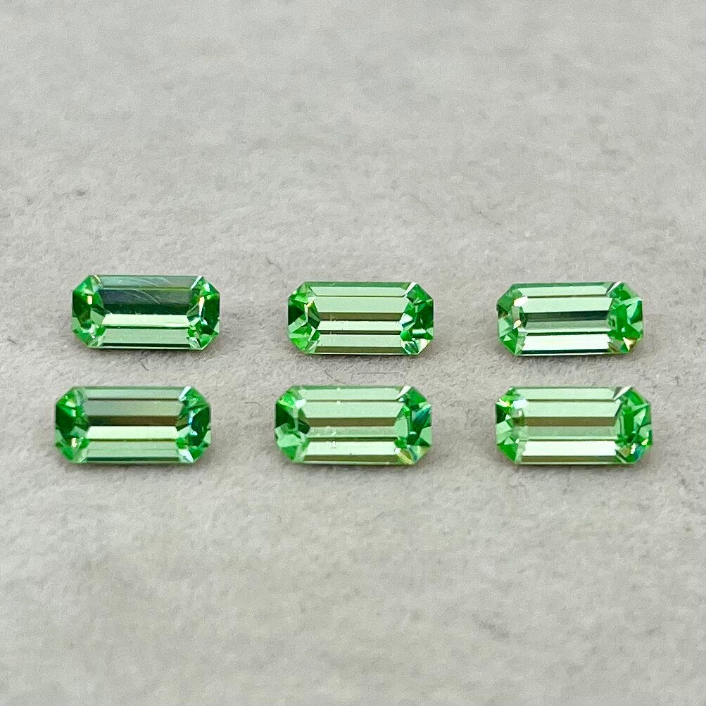 Pack of 6 Rare Uranium Vaseline Glass Swarovski Crystals Faceted Emerald Cut 4x8mm Rare Rectangle Uranium Crystals MillyOliverVintage