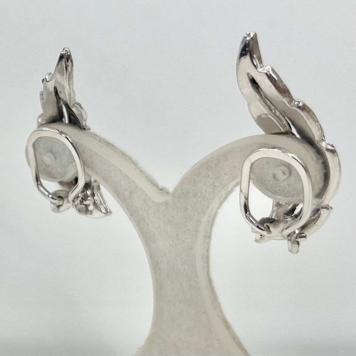 Vintage Hand Set Nymph Real Marcasite Leaf Clip On Earrings Silver Tone Victorian Style 1960’s - 1970’s TheGreenGlassGemShop