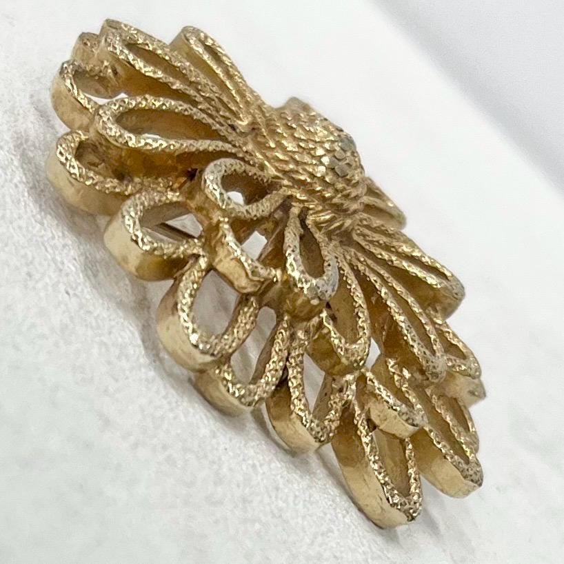 Vintage Sarah Coventry Filigree Flower Brooch Gold Plated Textured Brooch Costume Jewellery Statement Piece TheGreenGlassGemShop