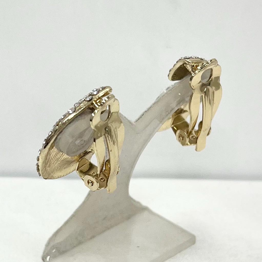 Stunning Vintage Clear Pave Crystal Gold Tone Rivoli Clip On Earrings Excellent Quality TheGreenGlassGemShop