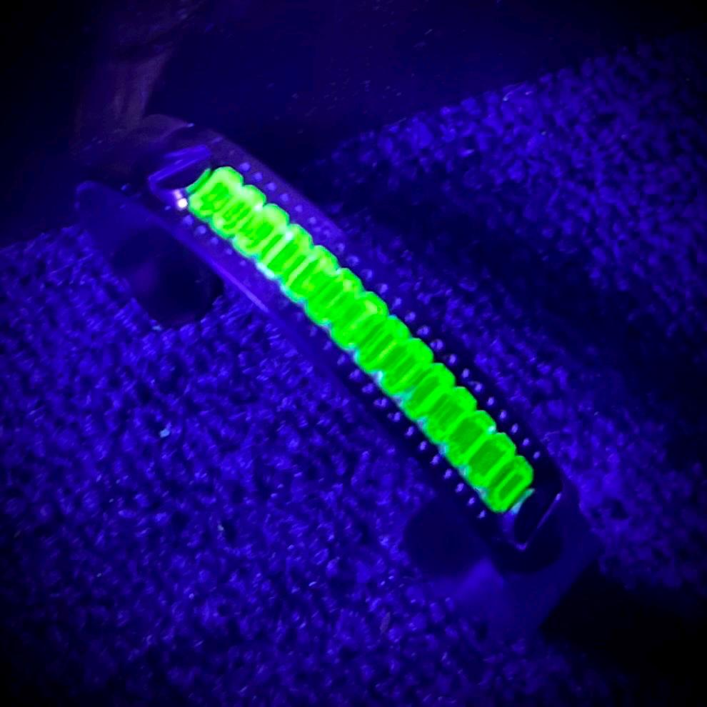 Swarovski Crystal Green Uranium Crystal Stainless Steel Bangle Bracelet Unisex Adjustable Fit UV Reactive Glow TheGreenGlassGemShop
