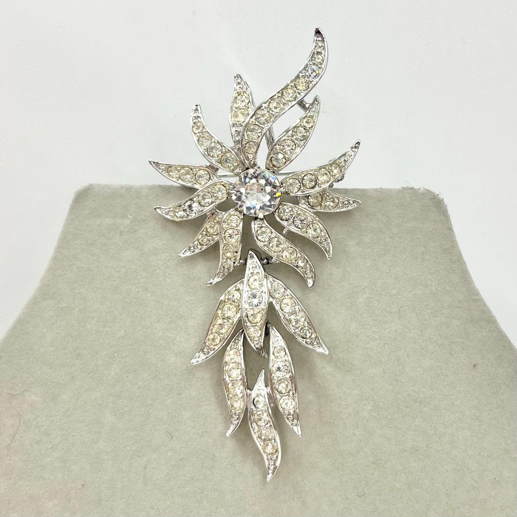 Vintage Silver Tone Sarah Coventry Star Flower Drop Brooch Design Contempory Costume Jewellery Statement Piece TheGreenGlassGemShop