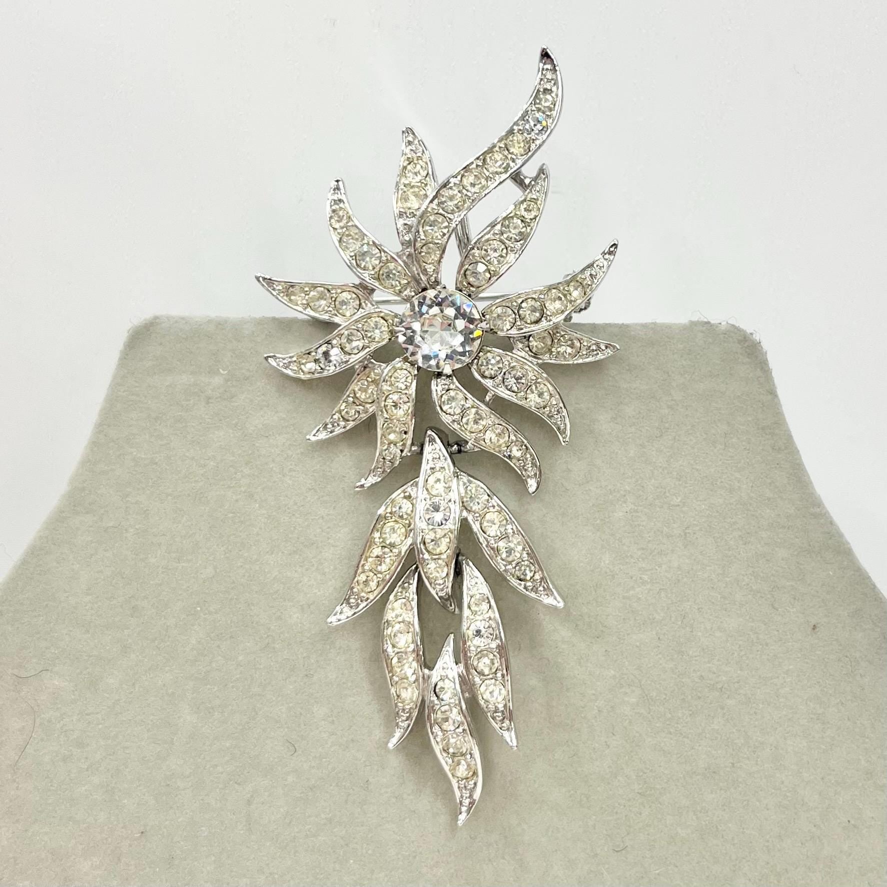 Vintage Silver Tone Sarah Coventry Star Flower Drop Brooch Design Contempory Costume Jewellery Statement Piece TheGreenGlassGemShop
