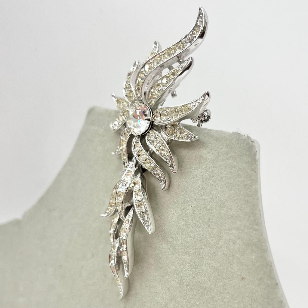 Vintage Silver Tone Sarah Coventry Star Flower Drop Brooch Design Contempory Costume Jewellery Statement Piece TheGreenGlassGemShop