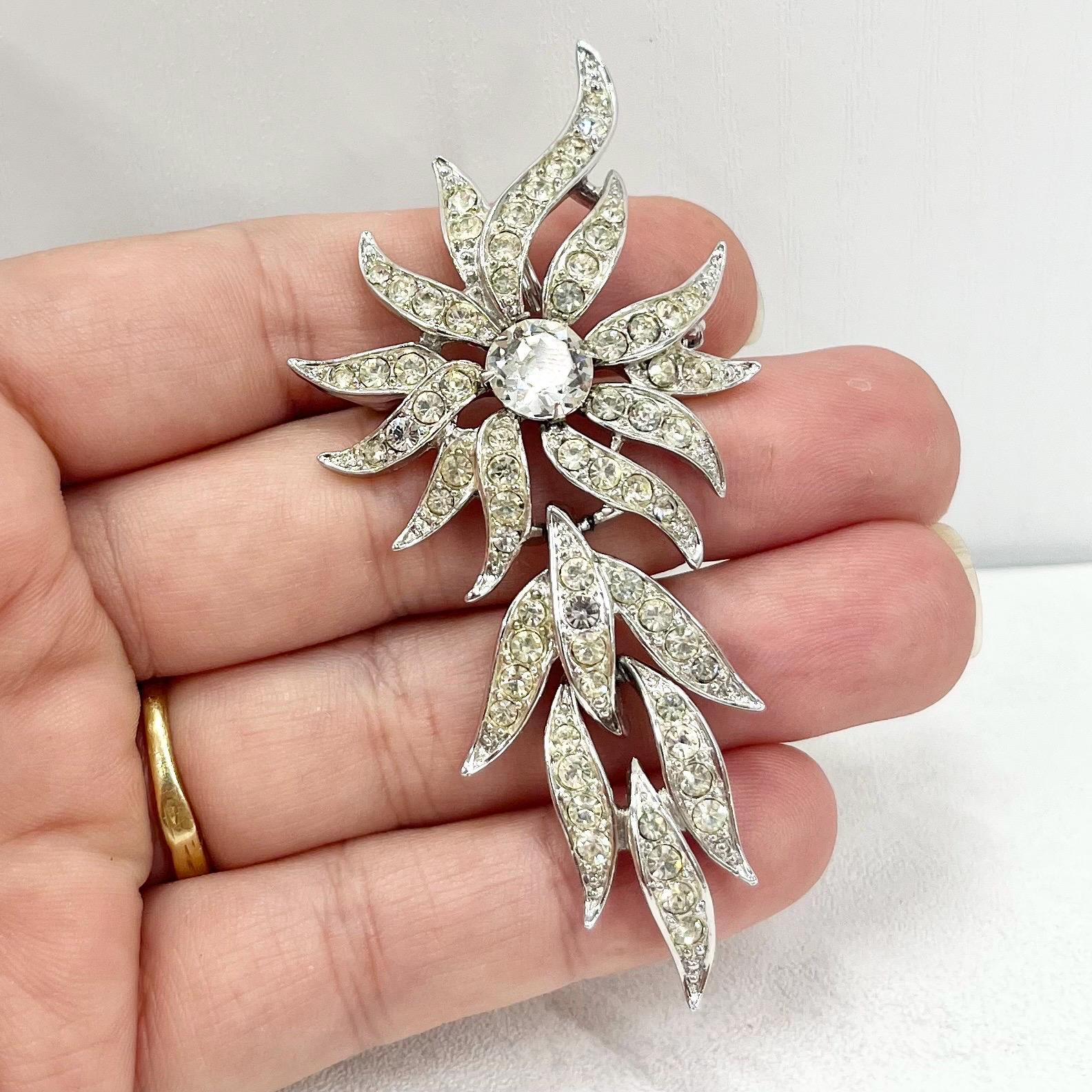 Vintage Silver Tone Sarah Coventry Star Flower Drop Brooch Design Contempory Costume Jewellery Statement Piece TheGreenGlassGemShop