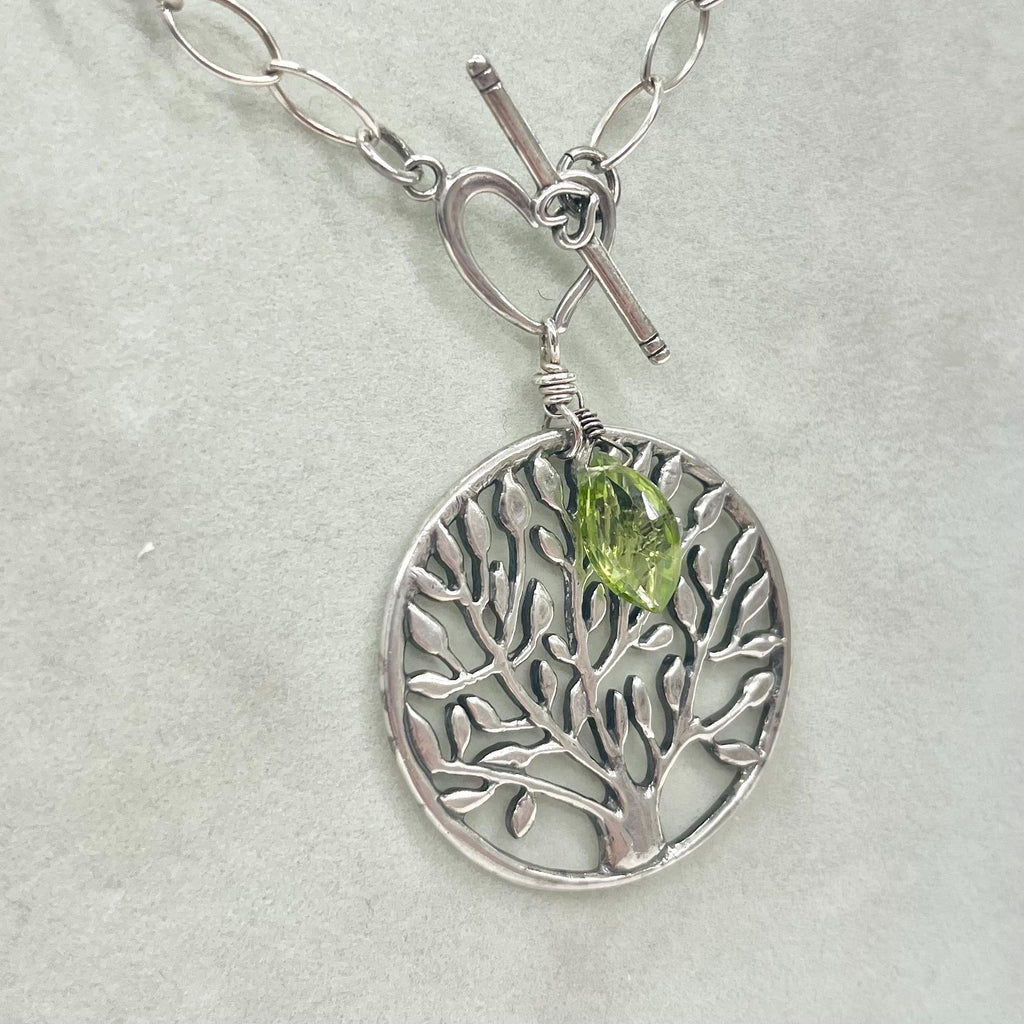 Vintage Sterling Silver Tree Of Life Pendant & Long Chain 32” TheGreenGlassGemShop