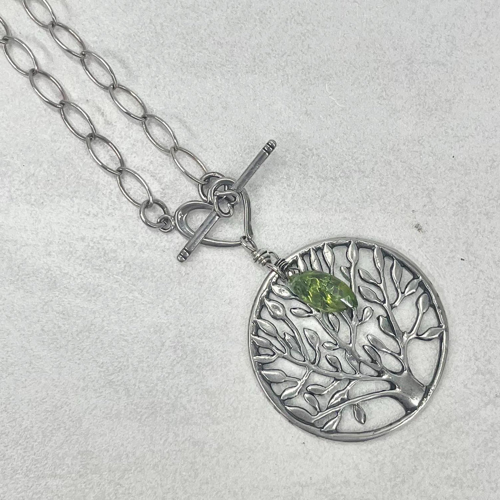 Vintage Sterling Silver Tree Of Life Pendant & Long Chain 32” TheGreenGlassGemShop