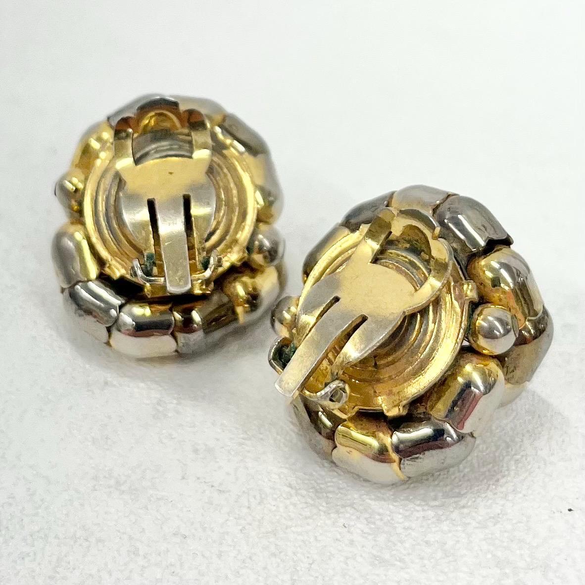 Vintage Gold Plate & Pewter Tone Twisted Knot Clip On Earrings Hollywood Glamour Statement Earrings TheGreenGlassGemShop
