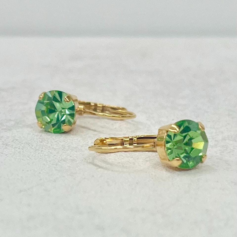 Vintage Green Uranium Glass Crystal Drop Earrings UV Reactive Glow with Vintage Swarovski Crystals TheGreenGlassGemShop