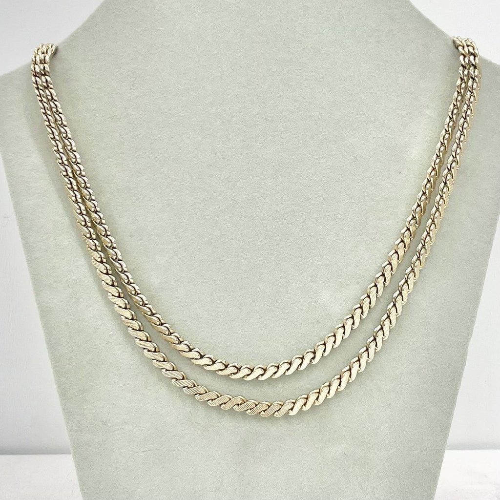 Vintage West German Light Gold Plated Flat Curb Chain Two Strand Necklace 1970’s - 1980’s Statement Power Chain 18” TheGreenGlassGemShop