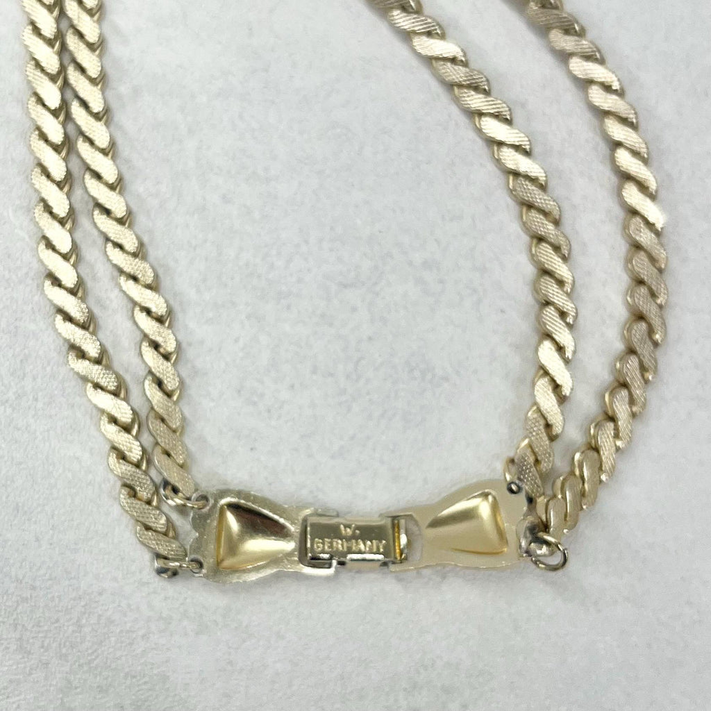 Vintage West German Light Gold Plated Flat Curb Chain Two Strand Necklace 1970’s - 1980’s Statement Power Chain 18” TheGreenGlassGemShop