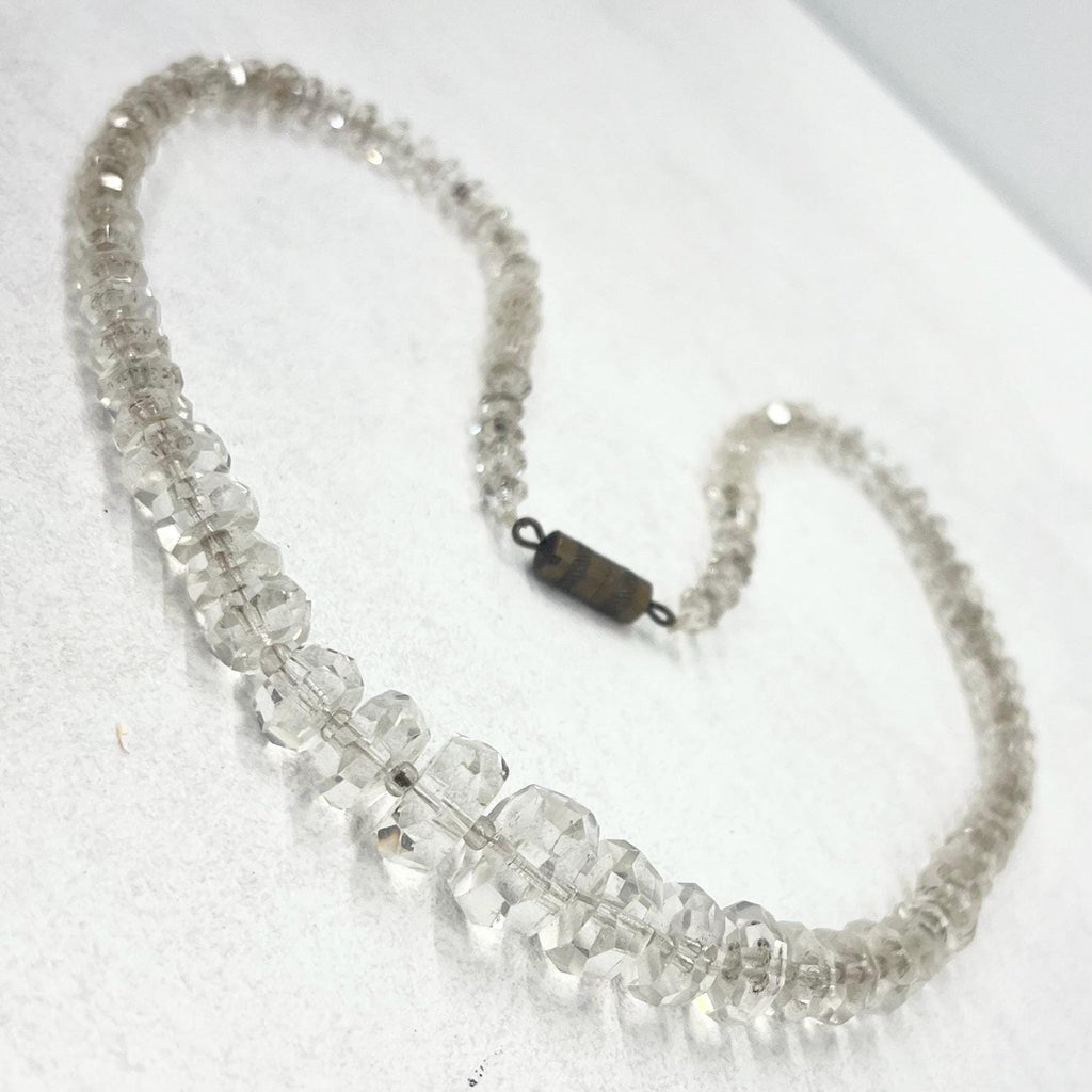 Art Deco 1930’s Clear Glass Graduated Rondelle Beaded Necklace Excellent Quality Beads Vintage Jewellery 16” Long TheGreenGlassGemShop