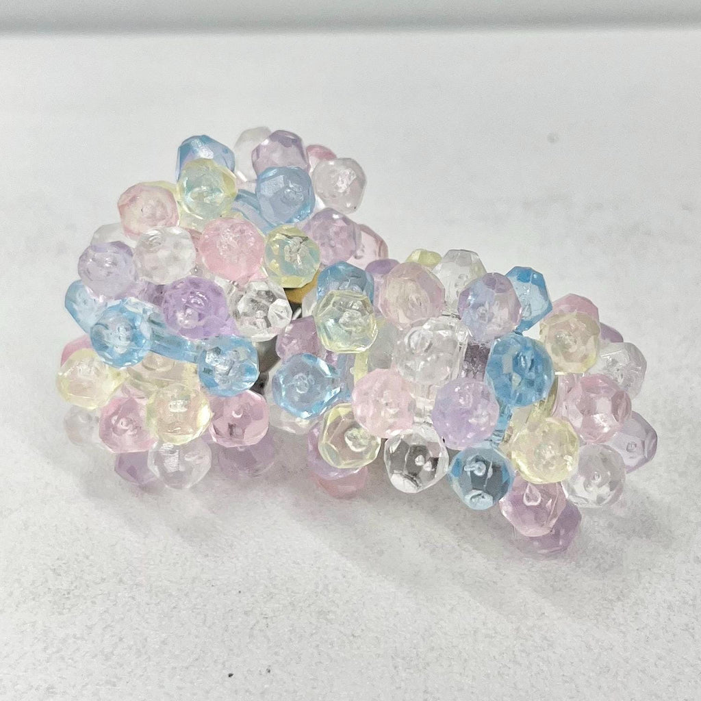 Vintage Pastel Bubble Beads Clip On Half Hoop Earrings Light Weight Retro 80’s Kitsch TheGreenGlassGemShop
