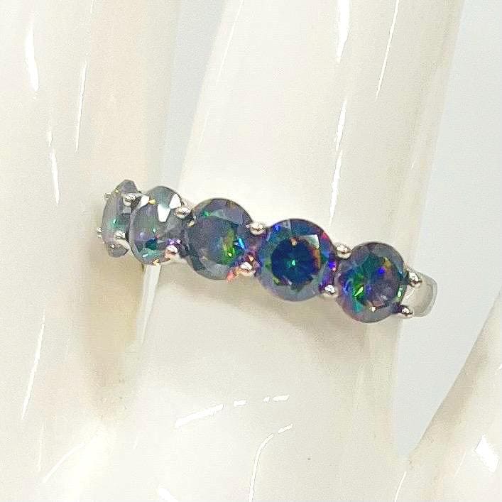 Sterling Silver Five Stone Rainbow Mystic Topaz Dress Ring Size uk L 1/2 us 6 1/4 TheGreenGlassGemShop
