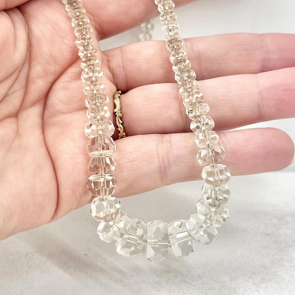 Art Deco 1930’s Clear Glass Graduated Rondelle Beaded Necklace Excellent Quality Beads Vintage Jewellery 16” Long TheGreenGlassGemShop