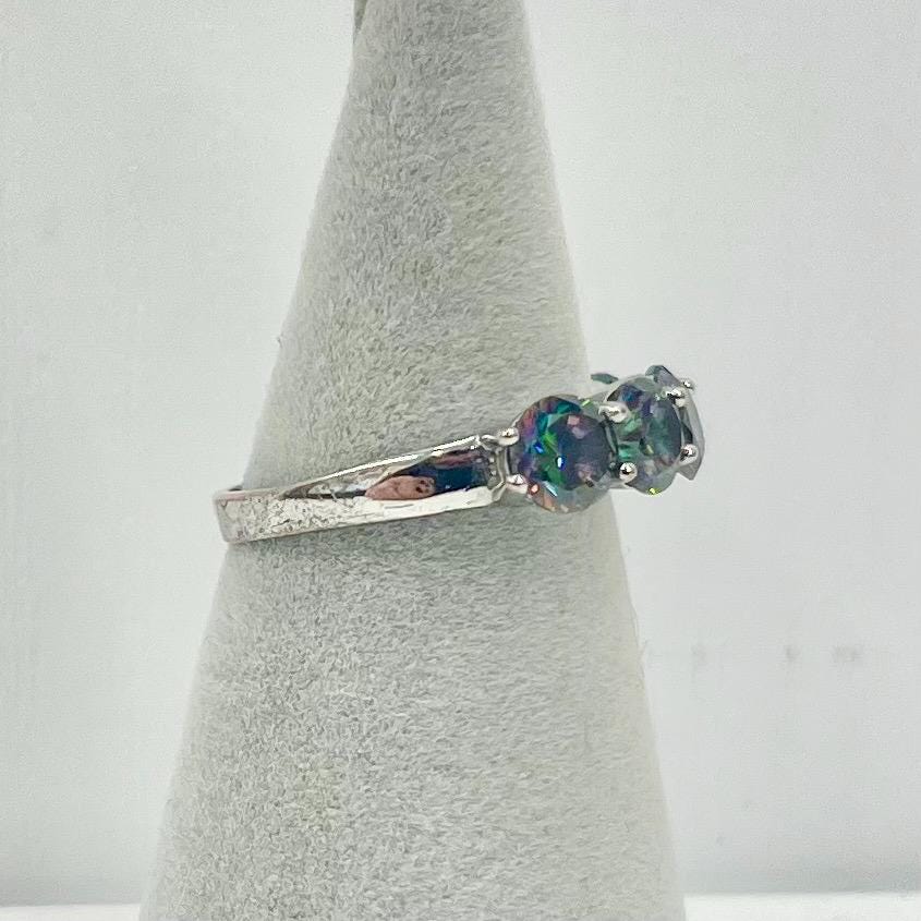 Sterling Silver Five Stone Rainbow Mystic Topaz Dress Ring Size uk L 1/2 us 6 1/4 TheGreenGlassGemShop