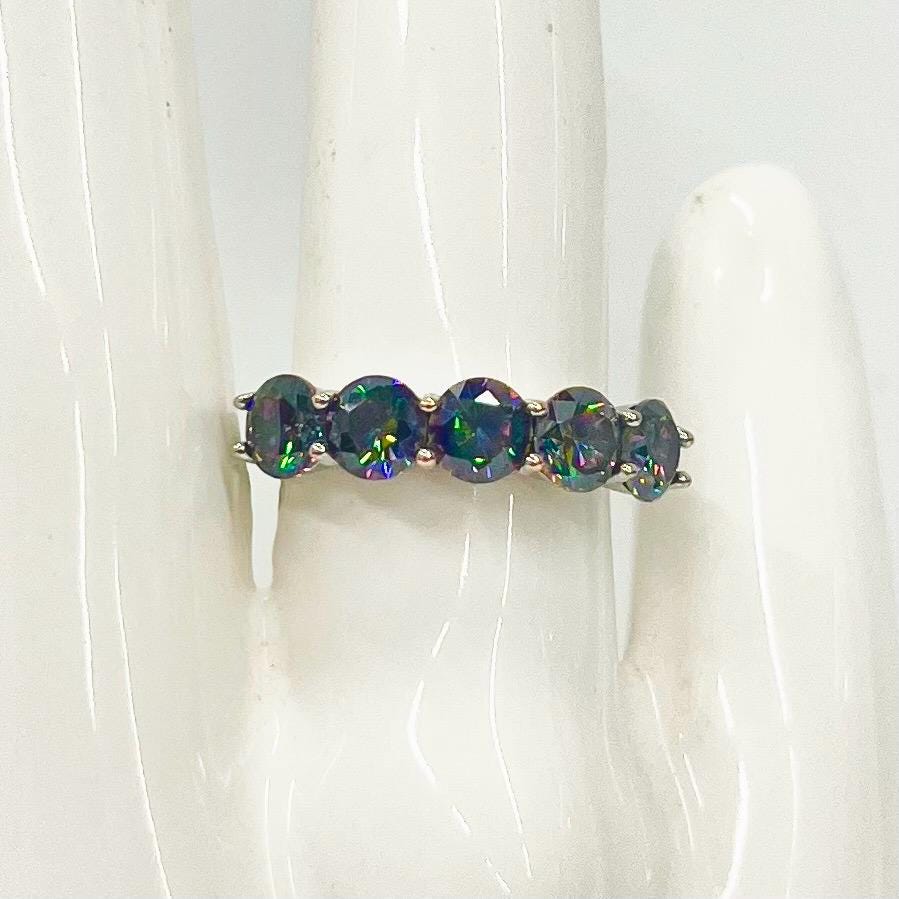 Sterling Silver Five Stone Rainbow Mystic Topaz Dress Ring Size uk L 1/2 us 6 1/4 TheGreenGlassGemShop