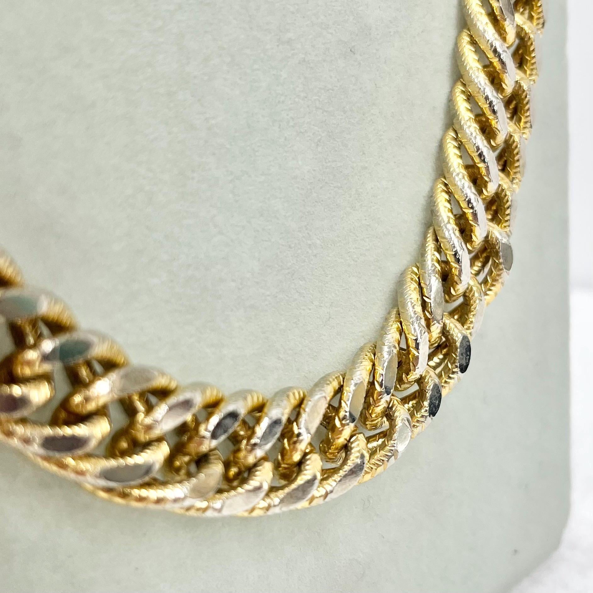 Vintage Gold Plated Chunky Textured Flat Curb Chain Necklace 1970’s - 1980’s Statement Power Chain 14” with a 2” Extender 9mm Wide TheGreenGlassGemShop