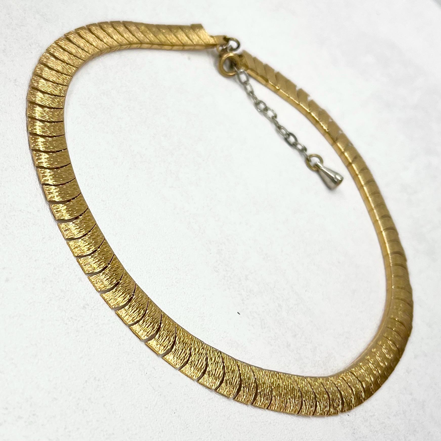 Vintage Gold Plated Textured Snake Link Chain Collar Necklace 1970’s - 1980’s Statement Power Chain 14” with a 2” Extender 9mm Wide TheGreenGlassGemShop