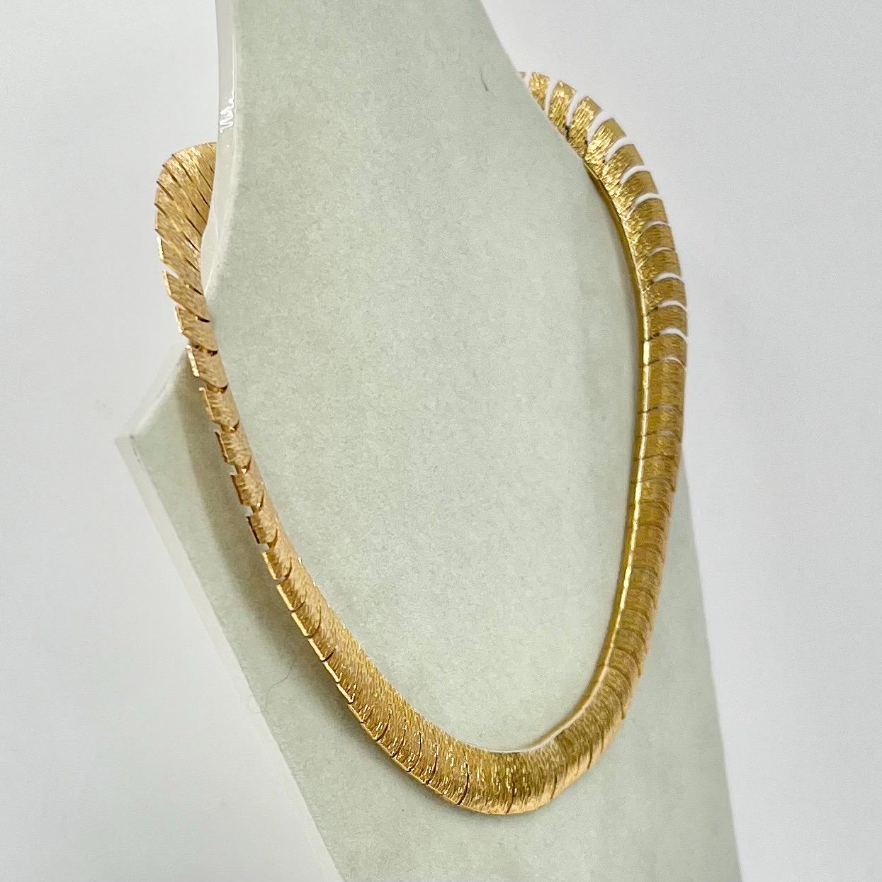 Vintage Gold Plated Textured Snake Link Chain Collar Necklace 1970’s - 1980’s Statement Power Chain 14” with a 2” Extender 9mm Wide TheGreenGlassGemShop